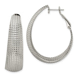 Stainless Steel Hoop Earrings with Textured Mesh Detail and High Polish Finish