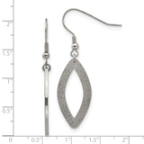 Stainless Steel Dangle Earrings with Marquise Open Design and Ichthys Faith Symbol