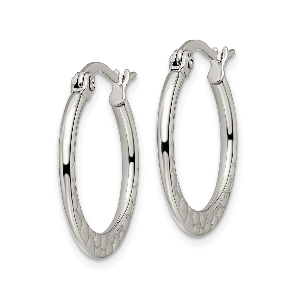 Stainless Steel Hoop Earrings with Vine Pattern Engraving, Lightweight Latch-Back Design