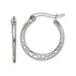 Stainless Steel Hoop Earrings with Vine Pattern Engraving, Lightweight Latch-Back Design