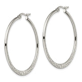 Stainless Steel Hoop Earrings with Hammered Texture and Polished Finish