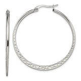Stainless Steel Hoop Earrings with Hammered Texture and Polished Finish