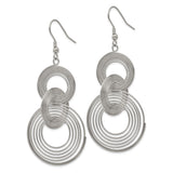 Stainless Steel Dangle Earrings, Double Concentric Circle Wire Design, Geometric Drop Style