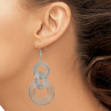 Stainless Steel Dangle Earrings, Double Concentric Circle Wire Design, Geometric Drop Style