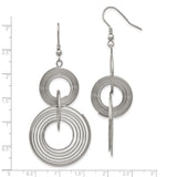 Stainless Steel Dangle Earrings, Double Concentric Circle Wire Design, Geometric Drop Style