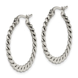 Stainless Steel Hoop Earrings with Twisted Polished Rope Design for Women