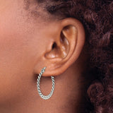 Stainless Steel Hoop Earrings with Twisted Polished Rope Design for Women