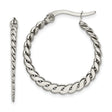 Stainless Steel Hoop Earrings with Twisted Polished Rope Design for Women