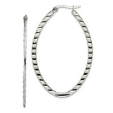 Stainless Steel Oval Hoop Earrings, Twisted Lightweight Modern Minimalist Design