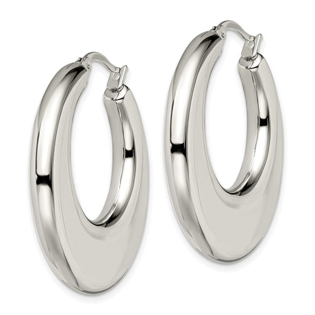 Stainless Steel Hoop Earrings, Wide Crescent Shape with High Polish Finish, Modern Minimalist Design