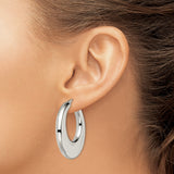 Stainless Steel Hoop Earrings, Wide Crescent Shape with High Polish Finish, Modern Minimalist Design