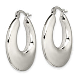Stainless Steel Hoop Earrings with Teardrop Silhouette and High Polish Finish