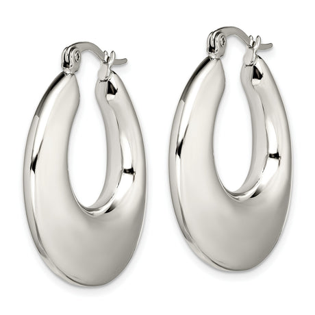 Stainless Steel Hoop Earrings with Teardrop Silhouette and High Polish Finish