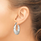 Stainless Steel Hoop Earrings with Teardrop Silhouette and High Polish Finish