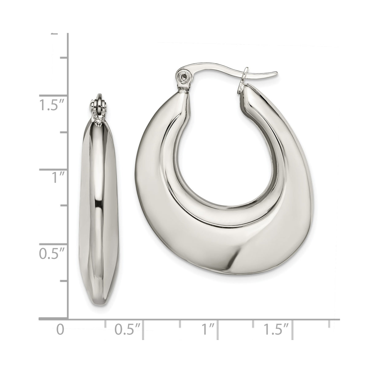 Stainless Steel Hoop Earrings with Teardrop Silhouette and High Polish Finish