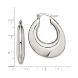 Stainless Steel Hoop Earrings with Teardrop Silhouette and High Polish Finish