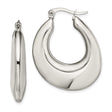 Stainless Steel Hoop Earrings with Teardrop Silhouette and High Polish Finish