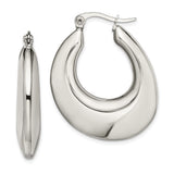 Stainless Steel Hoop Earrings with Teardrop Silhouette and High Polish Finish