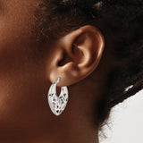 Stainless Steel Hoop Earrings with Mandala Cutout Design, Boho Floral Style for Women