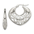 Stainless Steel Hoop Earrings with Mandala Cutout Design, Boho Floral Style for Women