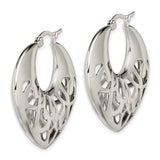 Stainless Steel Hoop Earrings with Openwork Celtic Cutout Design, Boho Tribal Style