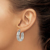 Stainless Steel Hoop Earrings with Braided Rope Design, Polished Finish, Medium Size