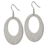 Stainless Steel Dangle Earrings, Large Open Circle with Etched Texture, Sunburst Design