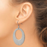 Stainless Steel Dangle Earrings, Large Open Circle with Etched Texture, Sunburst Design