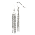 Stainless Steel Dangle Earrings with Long Cascading Box Chains, Modern Drop Style