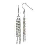 Stainless Steel Dangle Earrings with Long Cascading Box Chains, Modern Drop Style