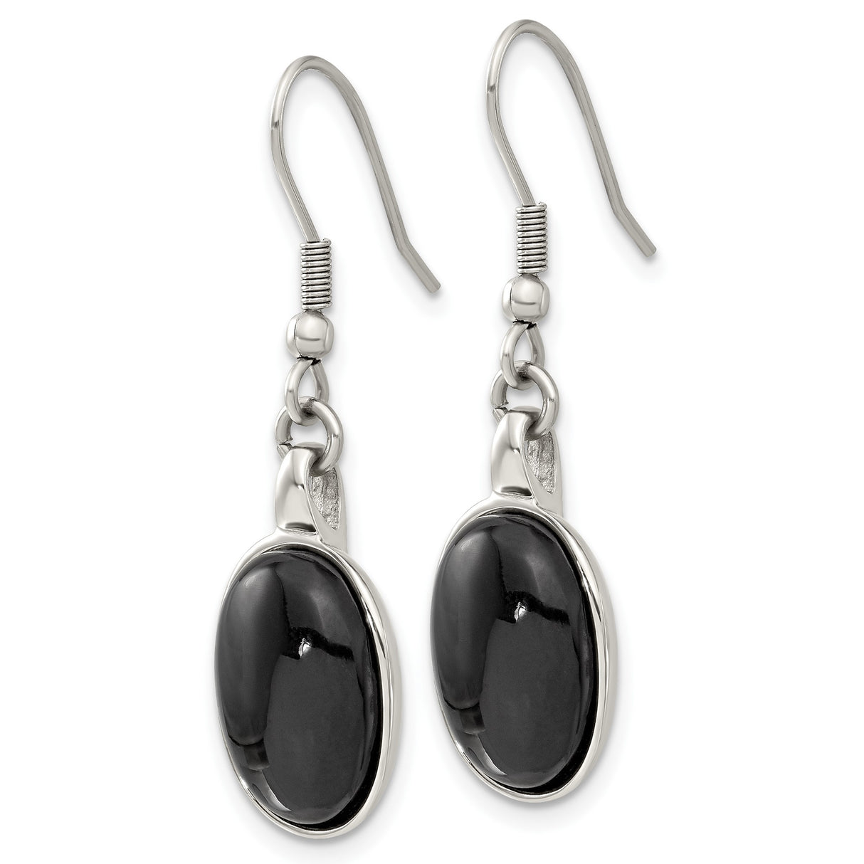 316 Stainless Steel Drop Earrings with Oval Agate, Bezel Design, Minimalist Style