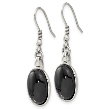 316 Stainless Steel Drop Earrings with Oval Agate, Bezel Design, Minimalist Style