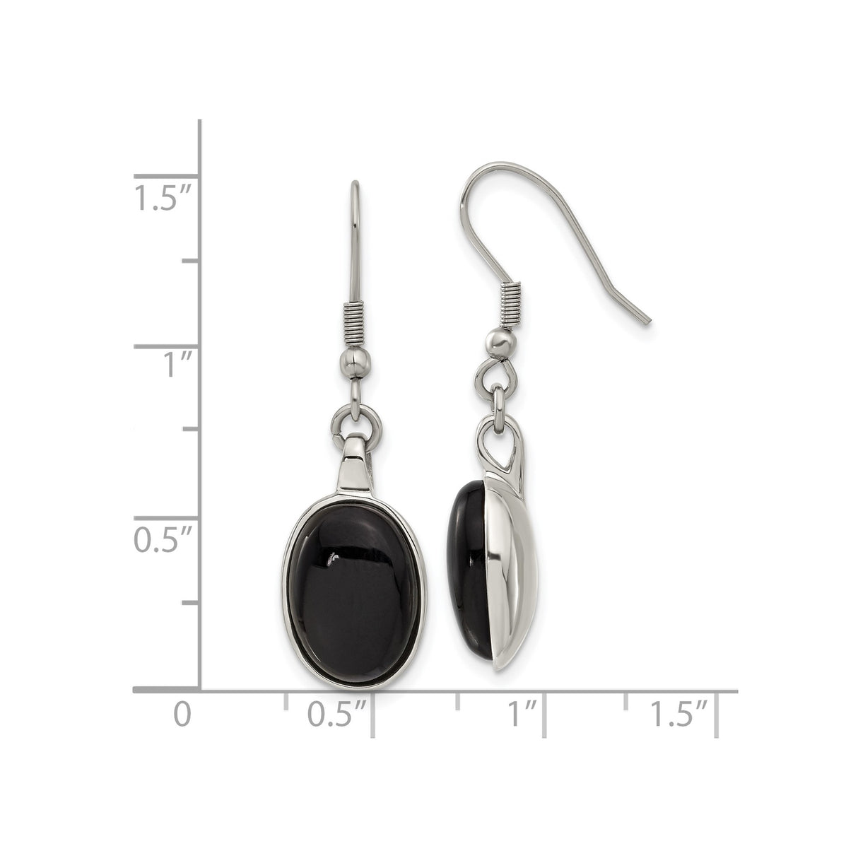 316 Stainless Steel Drop Earrings with Oval Agate, Bezel Design, Minimalist Style