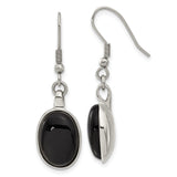 316 Stainless Steel Drop Earrings with Oval Agate, Bezel Design, Minimalist Style