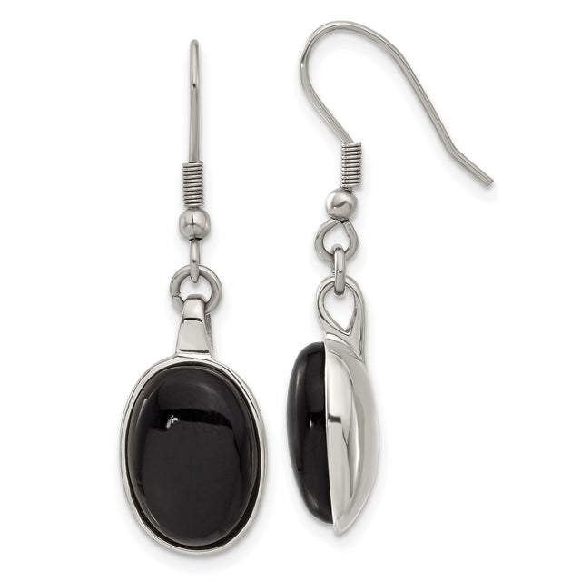 316 Stainless Steel Drop Earrings with Oval Agate, Bezel Design, Minimalist Style