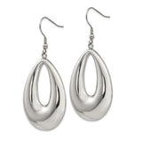 Stainless Steel Teardrop Dangle Earrings with Hollow Center, Modern Minimalist Style for Women