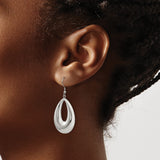 Stainless Steel Teardrop Dangle Earrings with Hollow Center, Modern Minimalist Style for Women