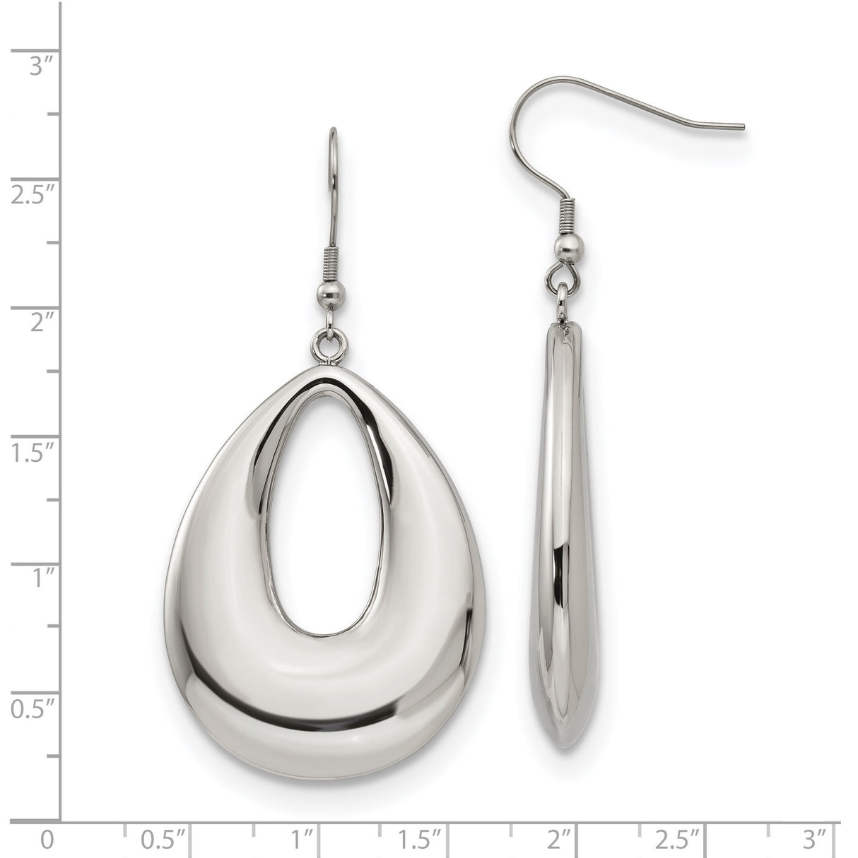 Stainless Steel Teardrop Dangle Earrings with Hollow Center, Modern Minimalist Style for Women