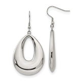 Stainless Steel Teardrop Dangle Earrings with Hollow Center, Modern Minimalist Style for Women