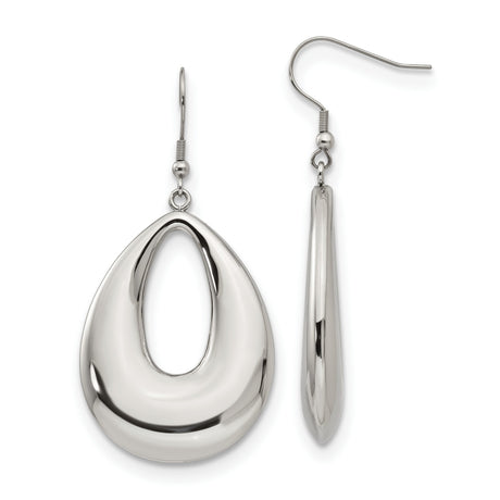 Stainless Steel Teardrop Dangle Earrings with Hollow Center, Modern Minimalist Style for Women