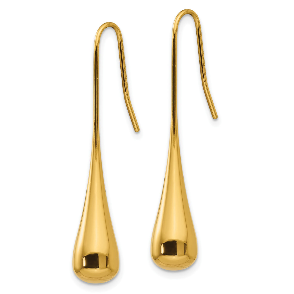 Stainless Steel Teardrop Dangle Earrings, Gold Tone, Sleek Modern Drop for Women