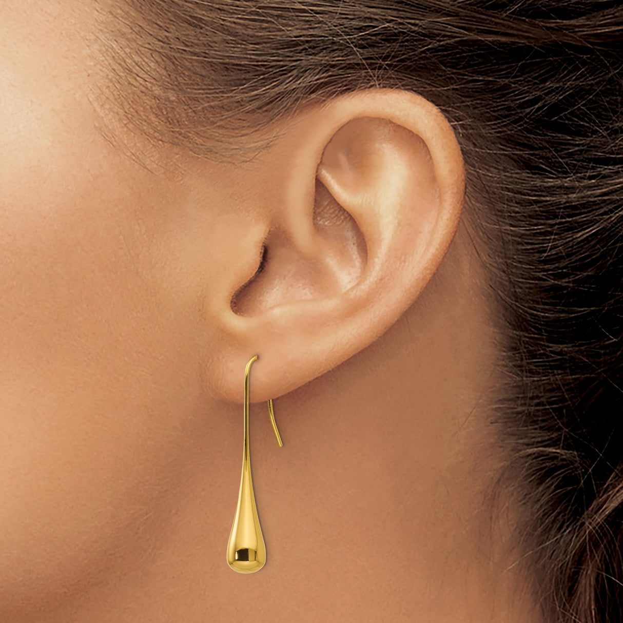 Stainless Steel Teardrop Dangle Earrings, Gold Tone, Sleek Modern Drop for Women