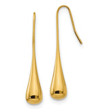 Stainless Steel Teardrop Dangle Earrings, Gold Tone, Sleek Modern Drop for Women