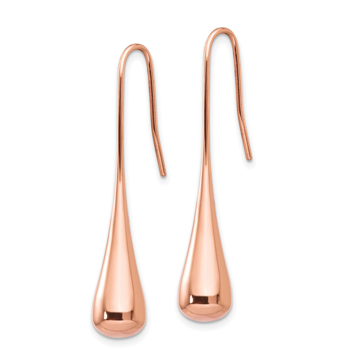316 Stainless Steel Teardrop Earrings, Rose Gold Polished Finish, Minimalist Dangle Design for Women