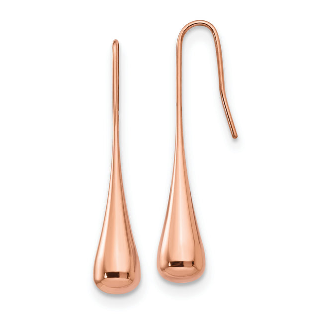 316 Stainless Steel Teardrop Earrings, Rose Gold Polished Finish, Minimalist Dangle Design for Women