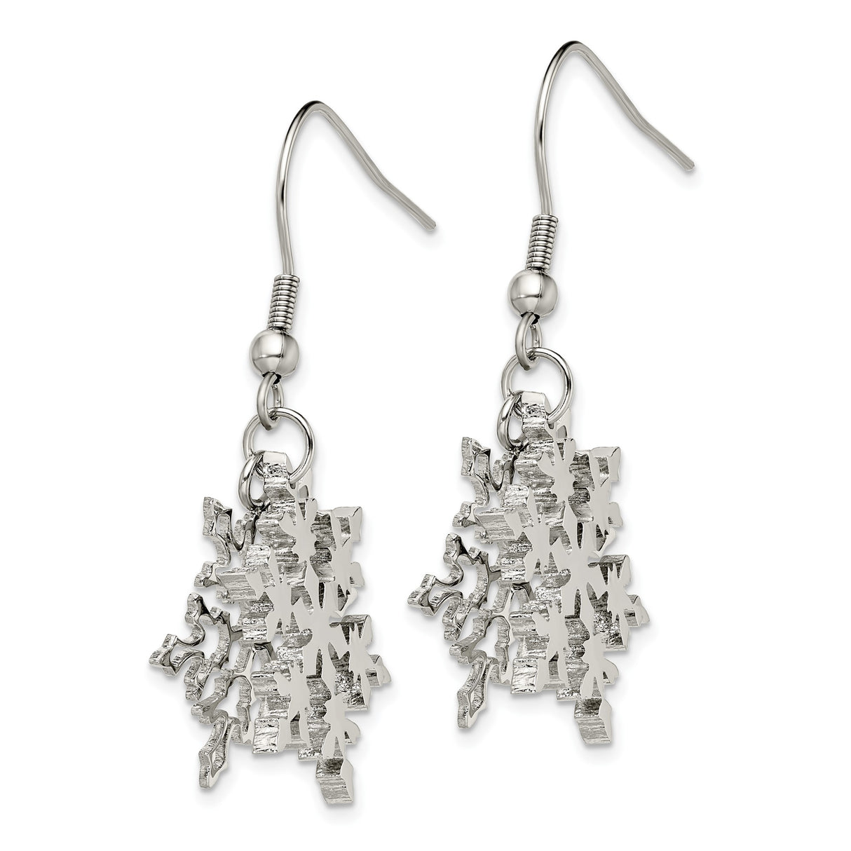 Stainless Steel Dangle Earrings with Snowflake Design, Lightweight Winter Style for Women