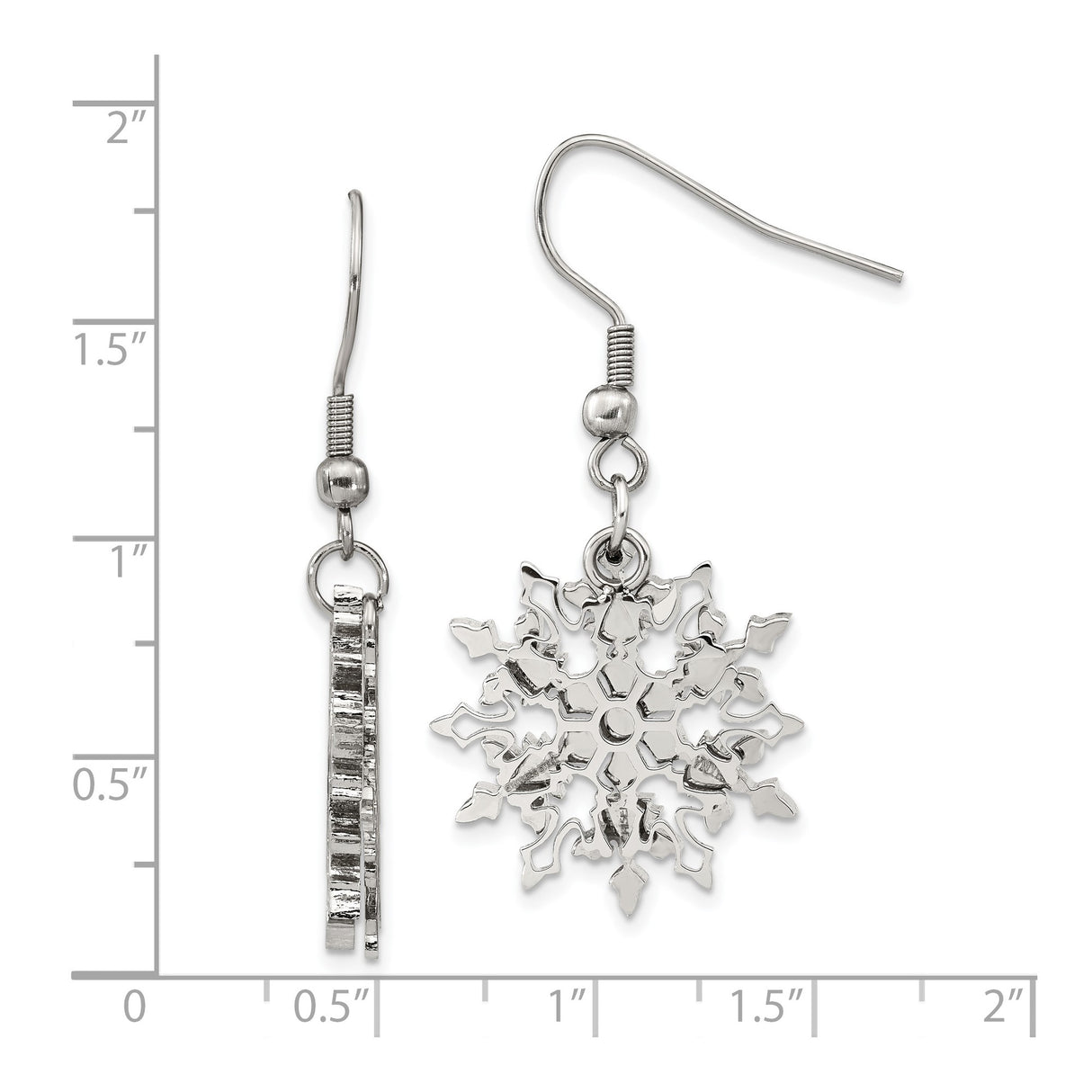 Stainless Steel Dangle Earrings with Snowflake Design, Lightweight Winter Style for Women