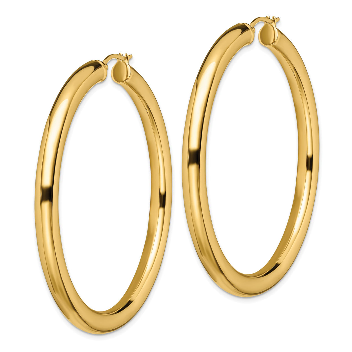 Stainless Steel Hoop Earrings with Gold Tone Finish, Smooth Polished Classic Round Design