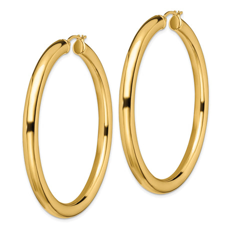 Stainless Steel Hoop Earrings with Gold Tone Finish, Smooth Polished Classic Round Design