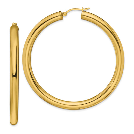 Stainless Steel Hoop Earrings with Gold Tone Finish, Smooth Polished Classic Round Design